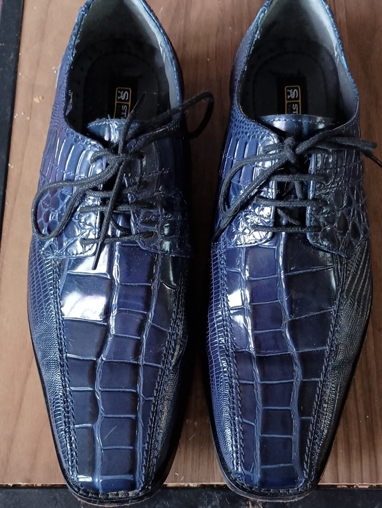 Stacy Adams Other - Men's Croc-Embossed Navy Lace-Up Derby Shoes